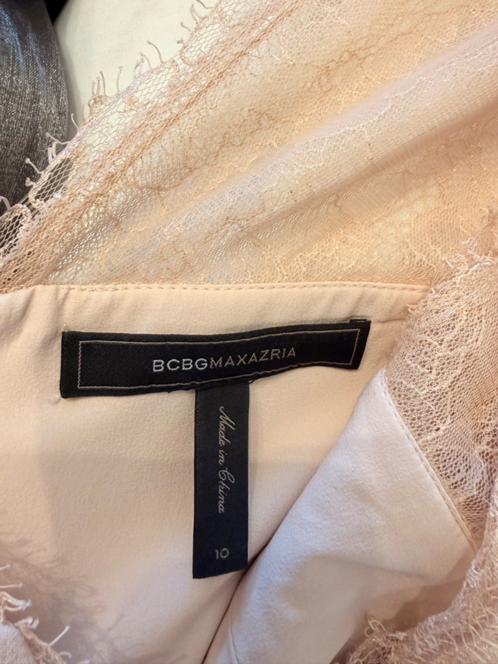 BCBGMaxAzria Blush Lace-Trim Peplum Maxi Dress - Picture 5 of 7